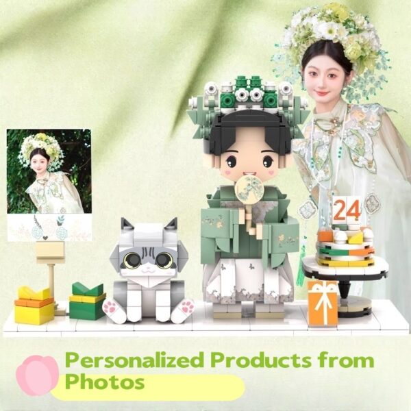 Custom Couple LEGO-Style Figurine Kit - Personalized Photo to Building Block Statue, DIY Anniversary Gift for Couples (Non-LEGO Brand)